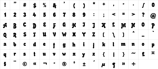 KarollaBlackC Regular  glyph index