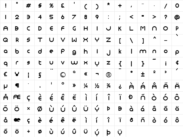 Monoglyceride Bold  glyph index