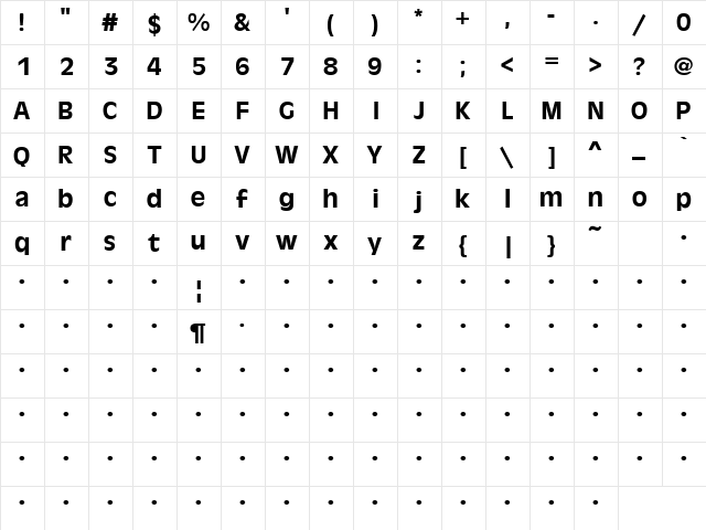 QTAncientOlive Bold  glyph index