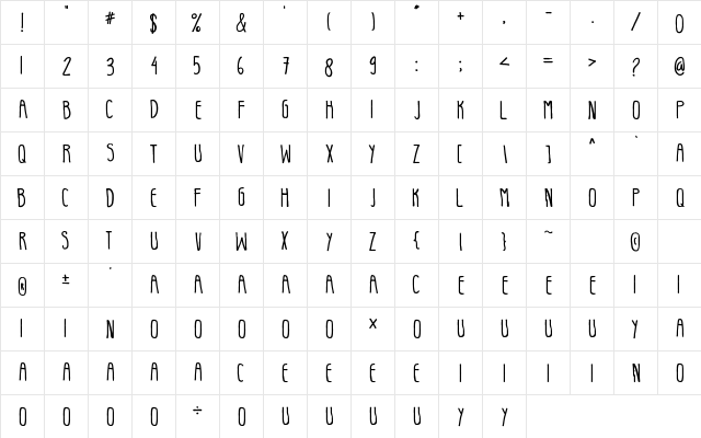 Cute  Bunny Regular  glyph index