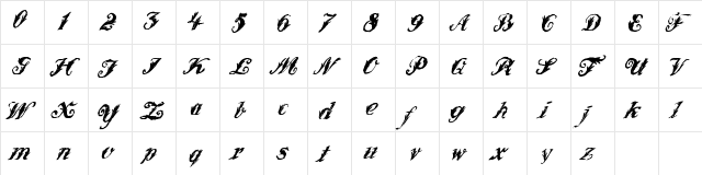 WonderInk Regular  glyph index