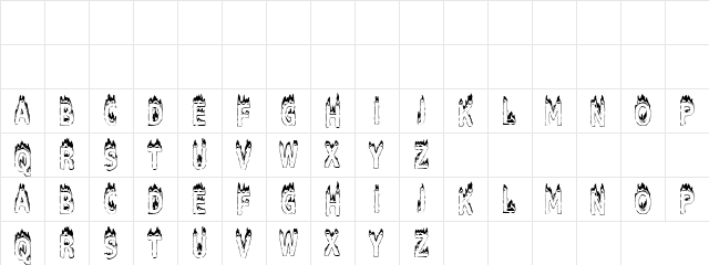 Fonts Flammable Regular  glyph index