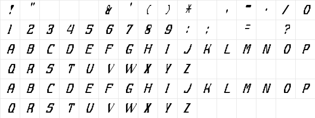 Masvcot Regular  glyph index