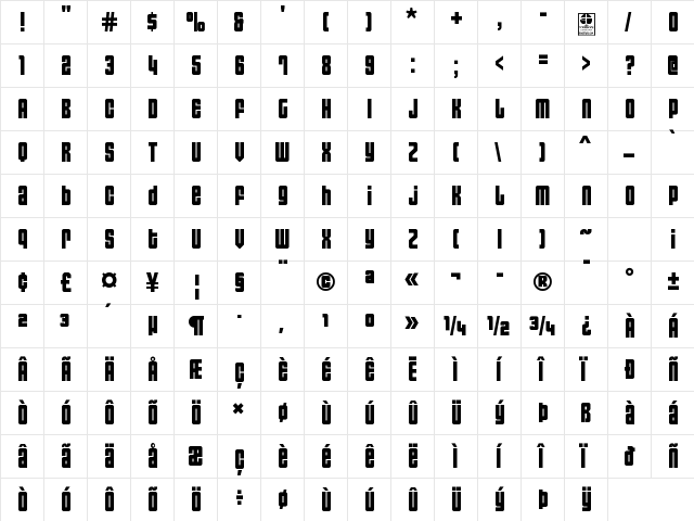 Asectica Simple Demo Regular  glyph index