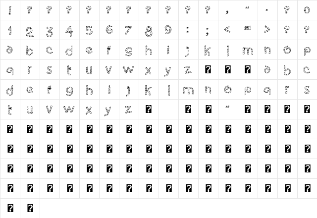 Eco Bamboo Cartoon Regular  glyph index