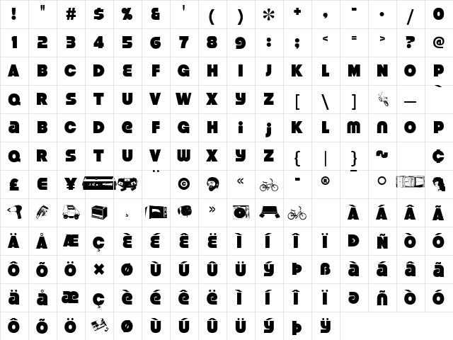 Strenuous Regular  glyph index