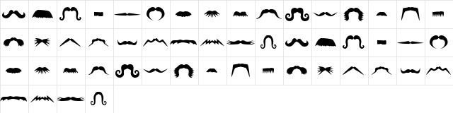 Espionage Mustache Kit 1  glyph index