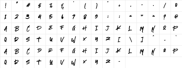 The Stamshons Demo regular  glyph index