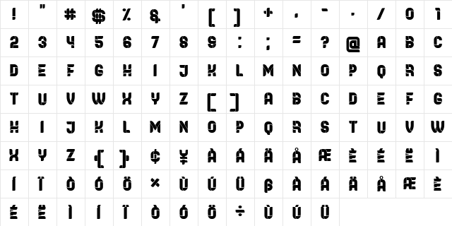 Browser Regular  glyph index