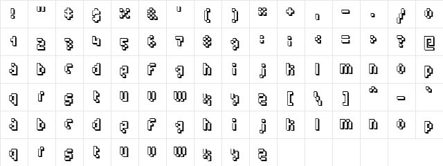Pumellelo Regular  glyph index