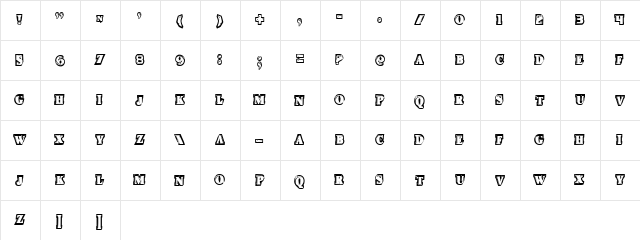 Icebox Art Condensed Condensed  glyph index