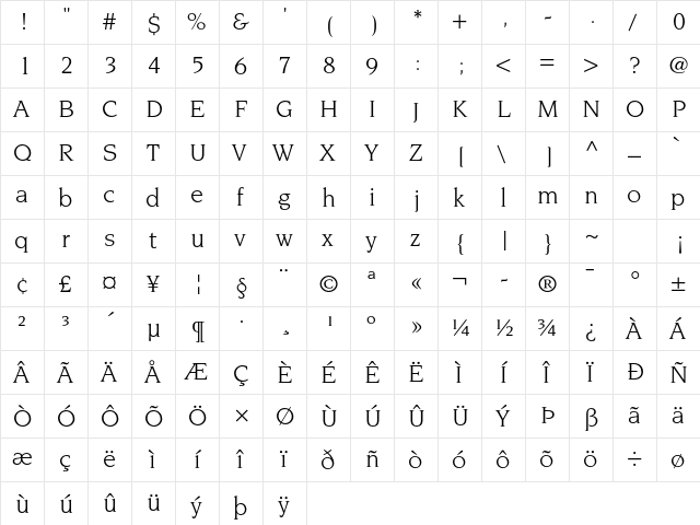 ITC Novarese Std Book  glyph index