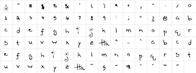 Teen Dreem Magazeen Regular  glyph index