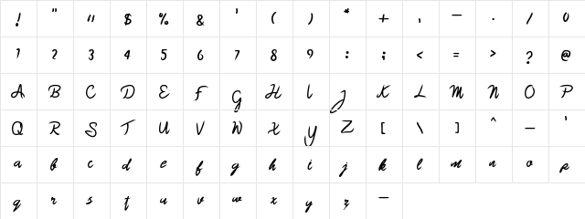 Brazillian Regular  glyph index