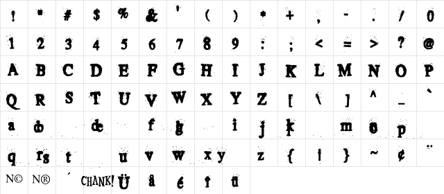Crusti Est  glyph index