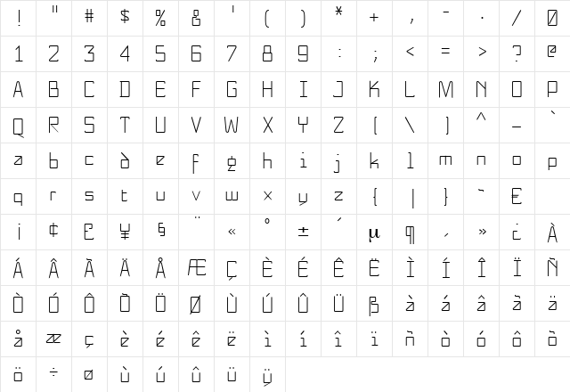 ReykjavikFine Regular  glyph index