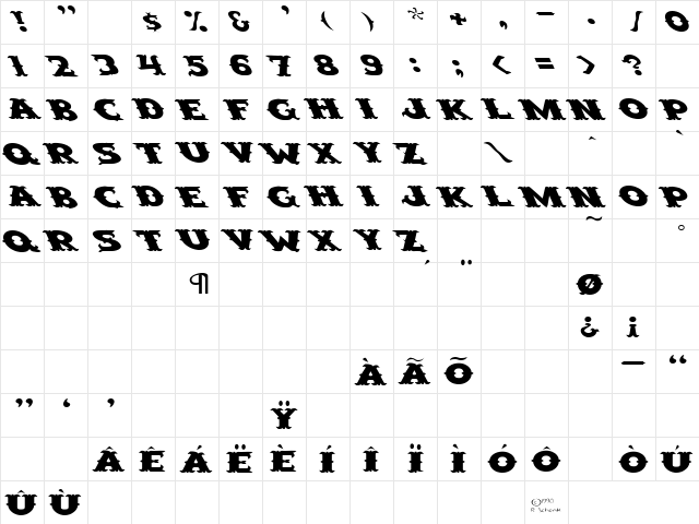 Ironman 3 Regular  glyph index