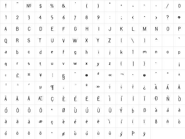 Draft Plate Regular  glyph index