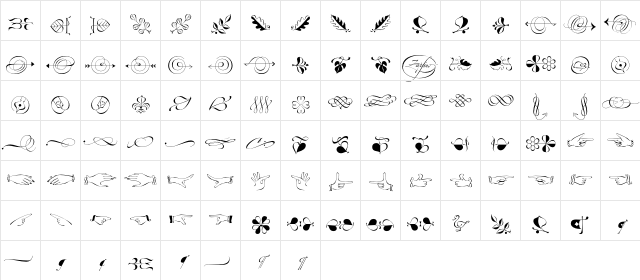 Zapfino Extra LT Ornaments  glyph index