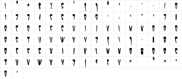Satan 1981 Regular  glyph index