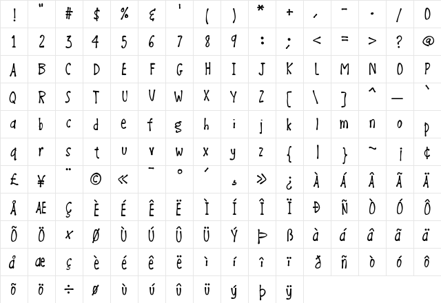 K26BonVoyage Medium  glyph index