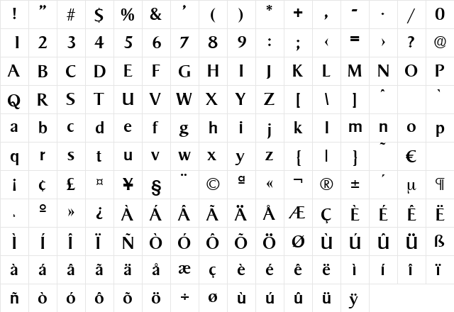Sigvar-Medium Regular  glyph index