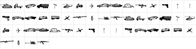 War Items Regular  glyph index