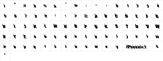 PhoenixTwo Regular  glyph index