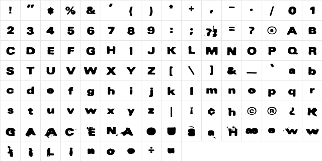 INKy black  glyph index