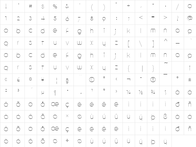 URWCichusD Regular  glyph index