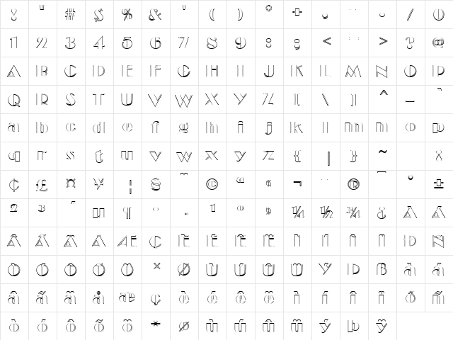Broadway Becker Poster Outline Regular  glyph index
