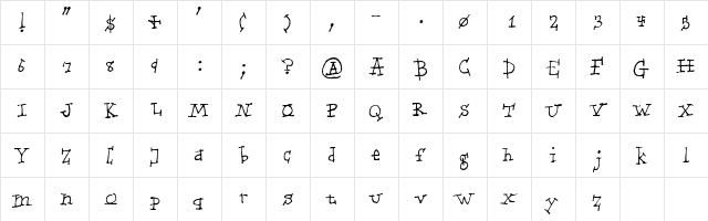 Serifity Regular  glyph index