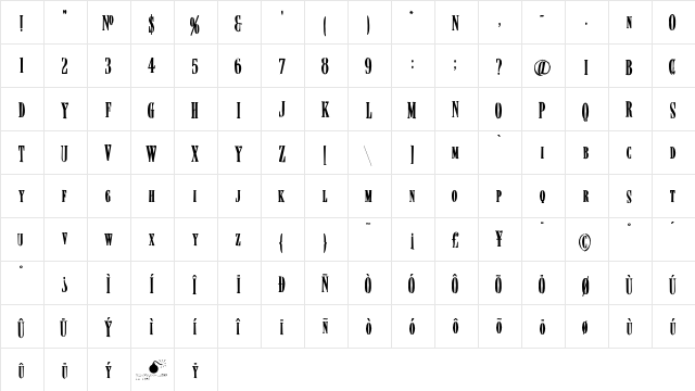 LHF Conservatory Regular  glyph index