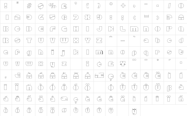Disandat Outline SF Regular  glyph index