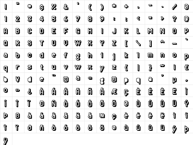 Algol IX Regular  glyph index