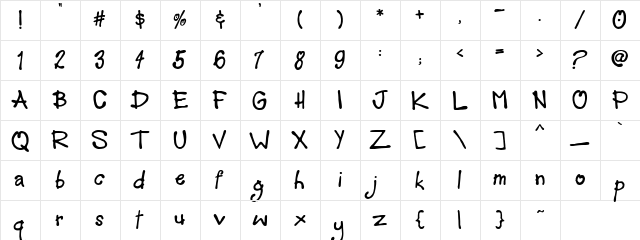 PC Swish Regular  glyph index