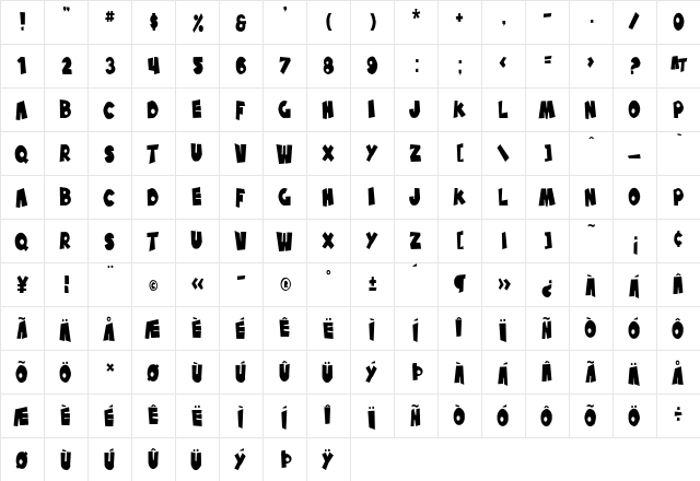 SF Pale Bottom Condensed Regular  glyph index