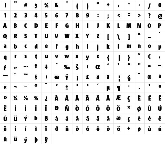 Corpid Cd LF Black  glyph index