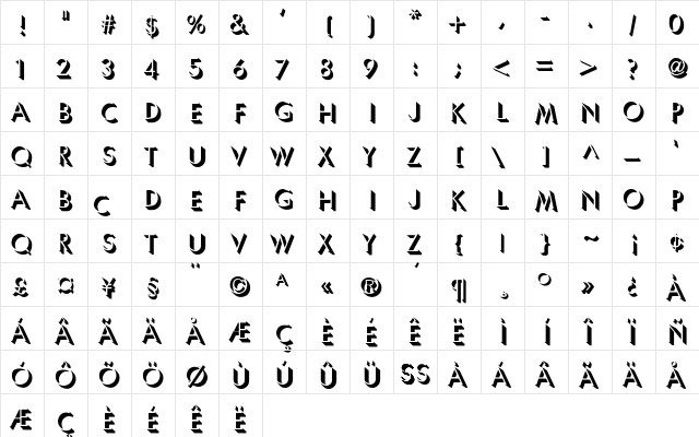 Brela-Thin Regular  glyph index