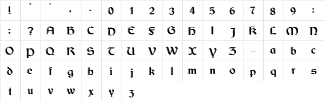 Dundalk_HandDrawn Normal  glyph index