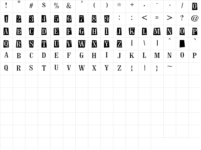 CK Wanted Regular  glyph index