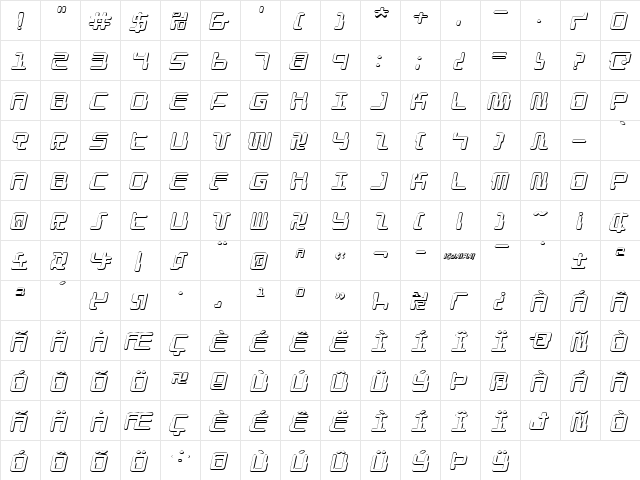 Droid Lover 3D Expanded Italic Expanded Italic  glyph index