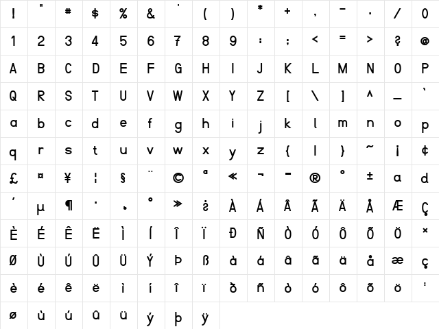 Fibel Nord Bold  glyph index