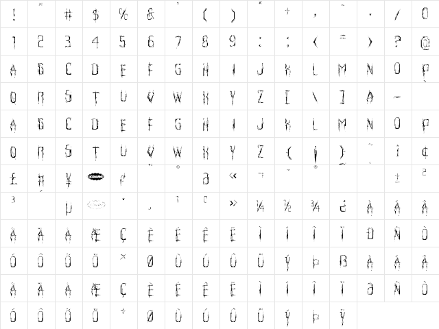 Horroroid Light Light  glyph index
