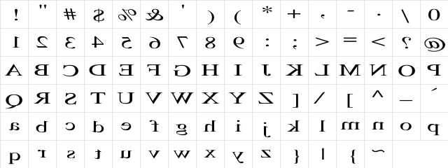 RSTimesMirror Ex Regular  glyph index