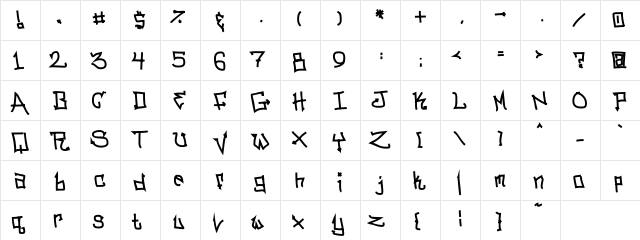 BitchSlap Normal  glyph index