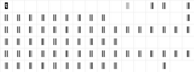 K-O-D-E-39 Hidden Regular  glyph index
