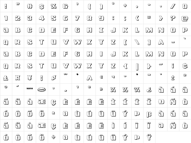 Left Hand Luke 3D Regular  glyph index