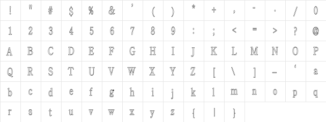 CenturyOldStyleHC Regular  glyph index
