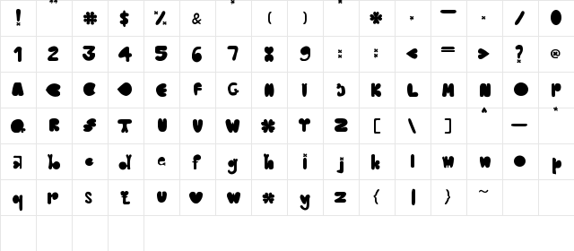 clover typeface Regular  glyph index